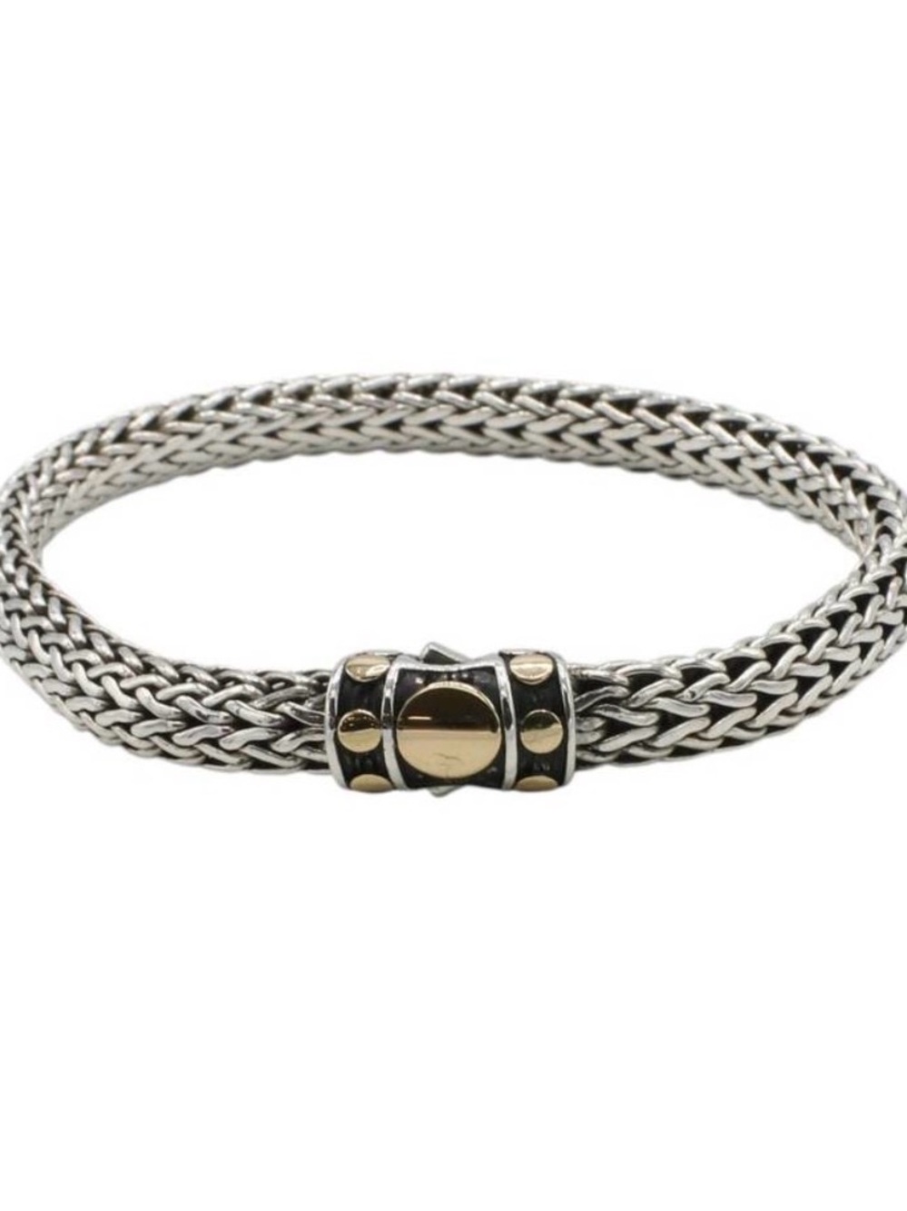 John Hardy Icon Dot Sterling Silver & 18K Yellow Gold Mesh Woven Bracelet